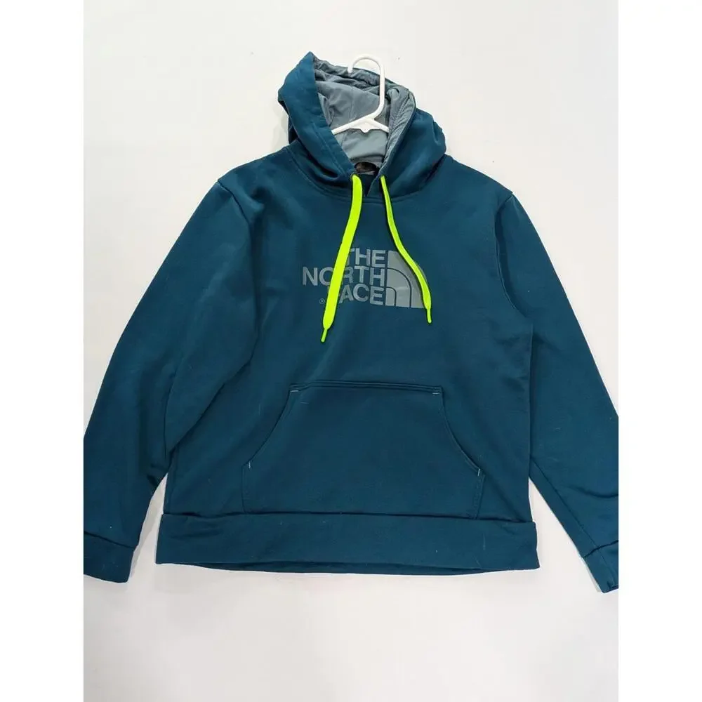 Mens The North Face Blue Green‎ Long Sleeve Hooded Sweatshirt Hoodie Size Medium